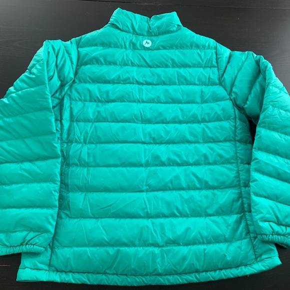 Womens Marmot 700 Fill Duck Down Turquoise Puffer Jacket Size XL - Picture 10 of 16